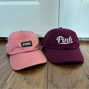 PINK Victoria’s Secret 2 Ball Caps EUC Salmon & Wine